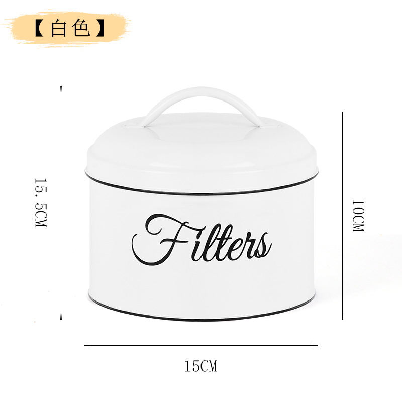 Galletas explosivas, bocadillos, latas redondas, café de hierro metálico de comercio exterior, papel de filtro europeo y americano, barril de almacenamiento, caja de secado a prueba de humedad, simple