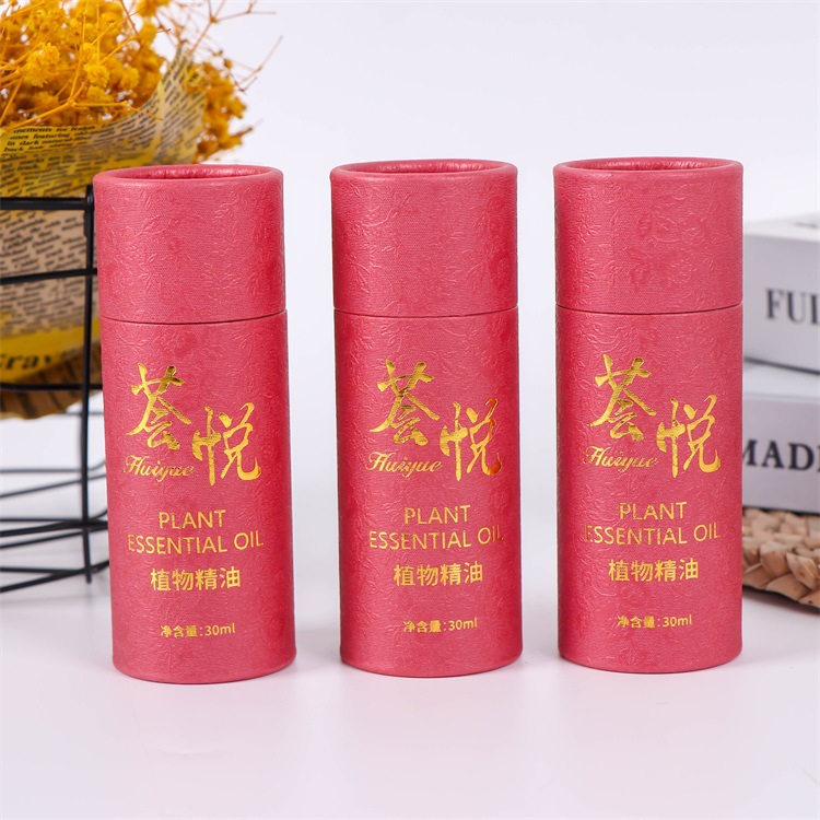 烫金广告茶叶包装纸罐 香料藕粉密封圆形纸筒 天地盖通用牛皮纸罐