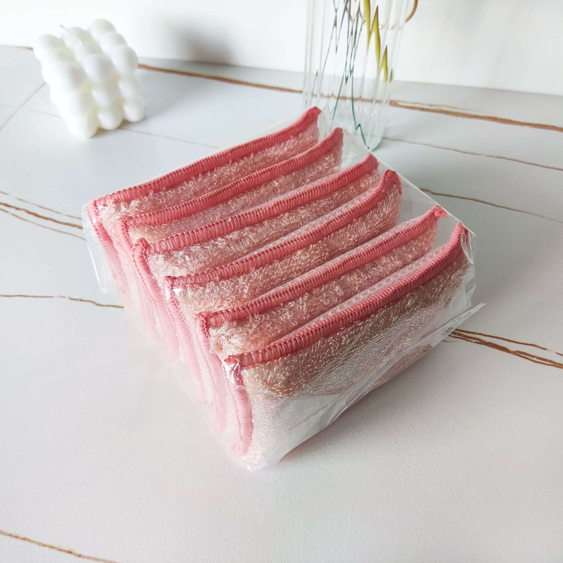 Esponja de cocina de fibra de bambú transfronteriza que no suelta pelusas, esponja mágica de limpieza para lavar platos.