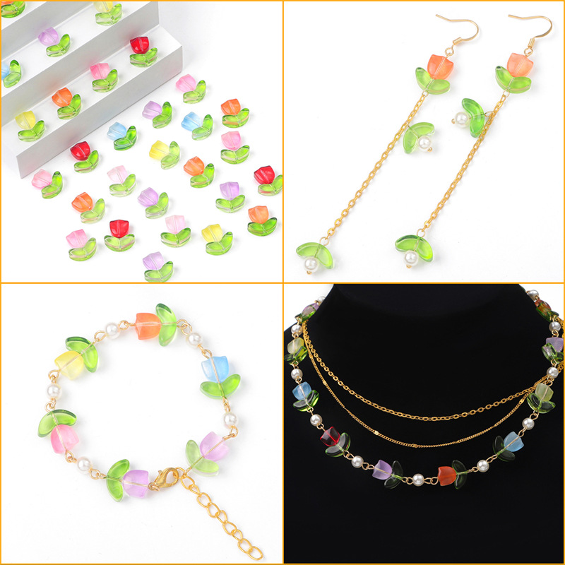 7 * 14mm, 9 * 9mm Jewelry Making Size 10 Sets/Pack 7 * 14mm 9 * 9mm Less Than 1mm Glass Flower DIY Jewelry Accessories Beads