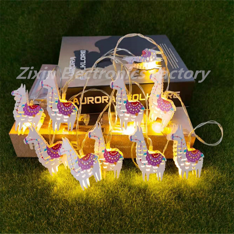 厂家ins跨境10灯电池LED羊驼草泥马节日装饰灯串造型动物闪灯氛围|ru