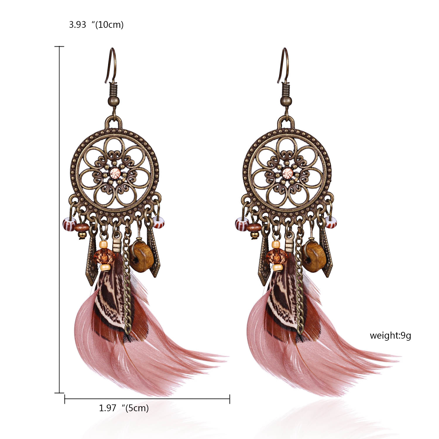 Bohemian Dream Catcher Feather Earrings