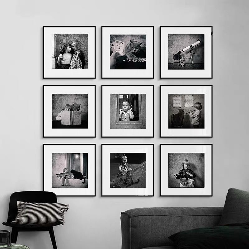 Cross-border cardboard black and white photography decorative painting niche painting art model room studio study coffee shop wall combination