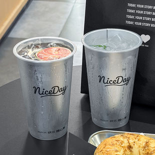 Disposable Inner Film Milk Tea Cup Thickeneded Commercial with Lid 500ml Milk Tea Shop Special Injection Cup Takeaway