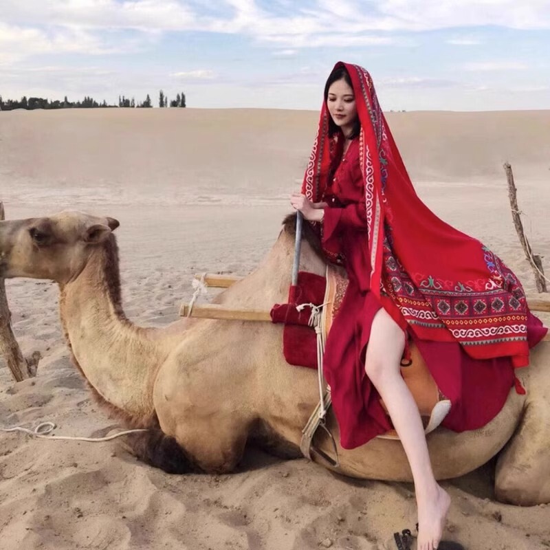 Shawl Outerwear for Women 2025 New Style Cape Essential for Desert Travel Ethnic Style Xinjiang Xizang Desert Tourism