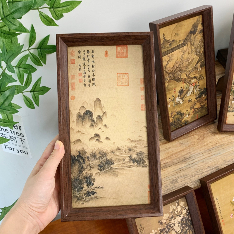 New Chinese Style Ancient Style Chinese Painting Landscape Painting Photo Frame Table Replica Art Desktop Ornaments Simple Hanging Painting Modern Simplicity