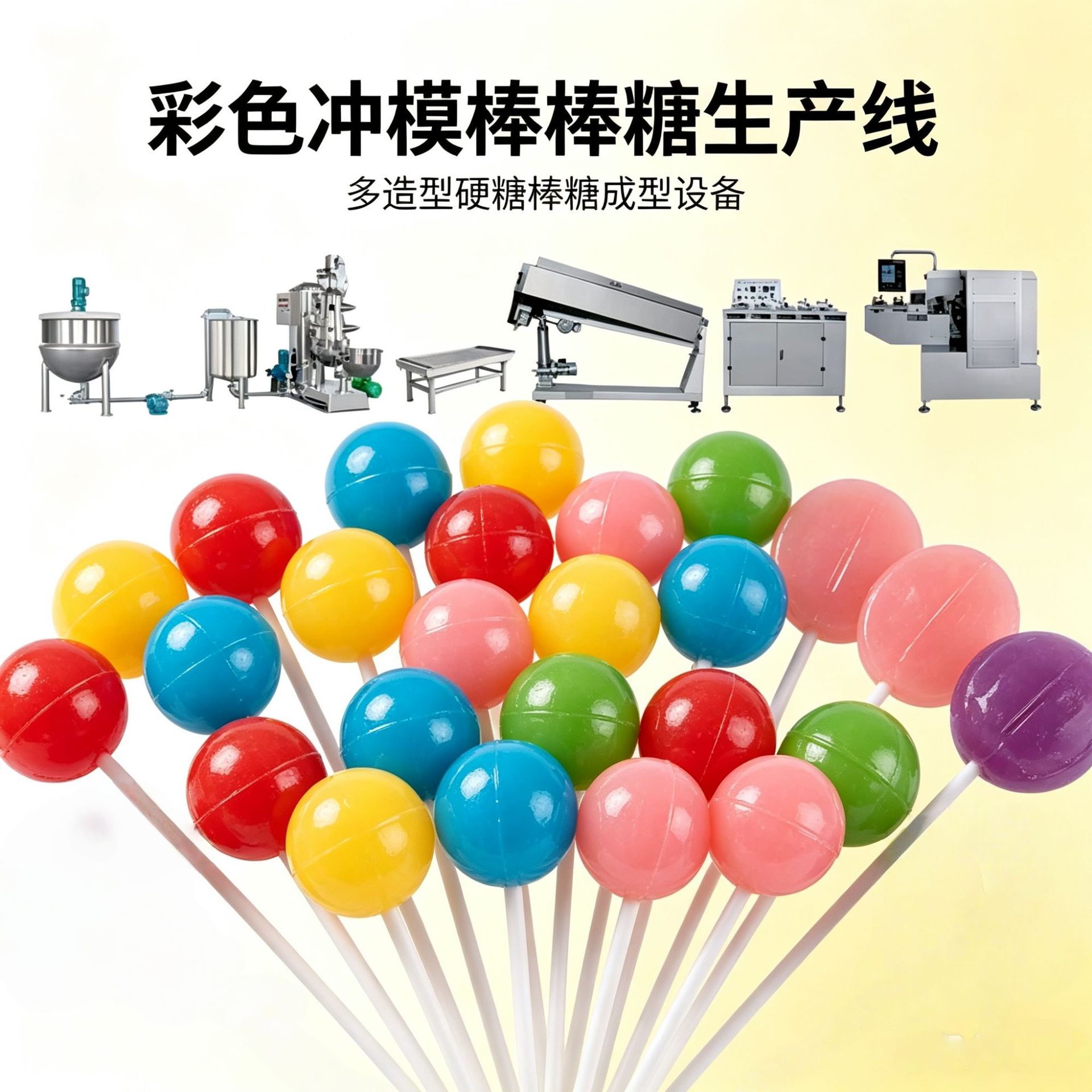 多造型硬糖棒棒糖成型设备真空熬糖机拉条机保温滚床化糖锅存储罐