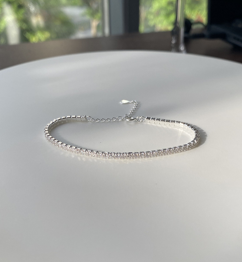 Zircon Inlay Material Bracelets Classification 925 Sterling Silver Bracelets Simple Style Classic Style