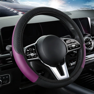 Wheel Cover, Elastic, No Inner Ring, Steering wheel cover - ad-black-purple-38cm