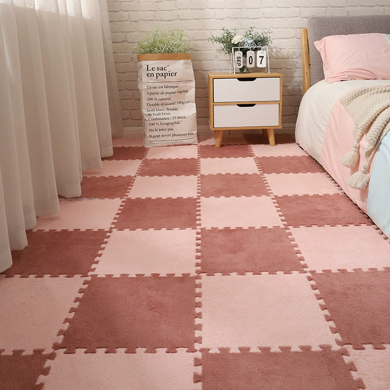 Interlocking mosaic carpet tile, 30×30 cm, detachable puzzle mat, multi‑color