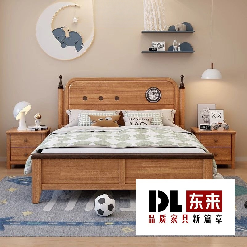 Children's Bed Girl All Solid Wood Teen Boy Small Apartment 1.5 Modern Simple 1.8m Bedroom