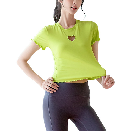 Summer Round Neck Short Sleeve Fitness Sport Top Breathable Fitted Running Quick Dry Yoga Top