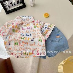 Children's Summer Short Sleeve Versatile Floral Shirts New Cartoon Casual Collar Shirts For Boys Stylish Elementary School Students