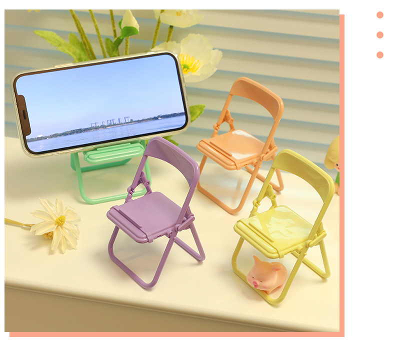 Creative Chair Desktop Folding Portable Cute Mobile Phone Bracket display picture 1