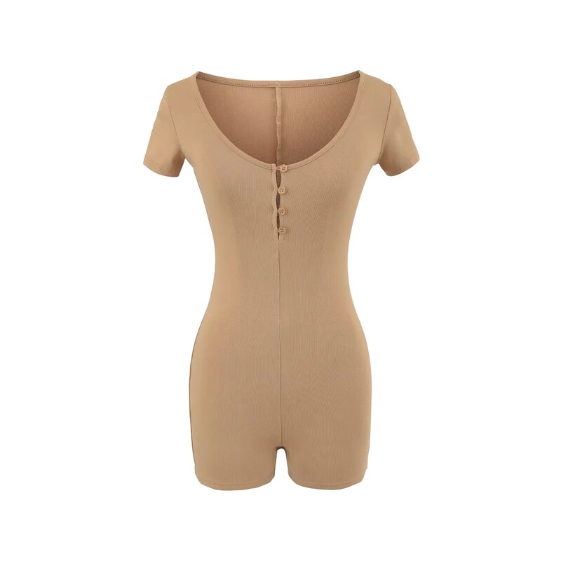 Yoga Sports Pure Desire Hot Girl Style U-Neck Short-Sleeved Jumpsuit for Women Fitness Slim Fit Jumpsuit Casual Sexy Shorts