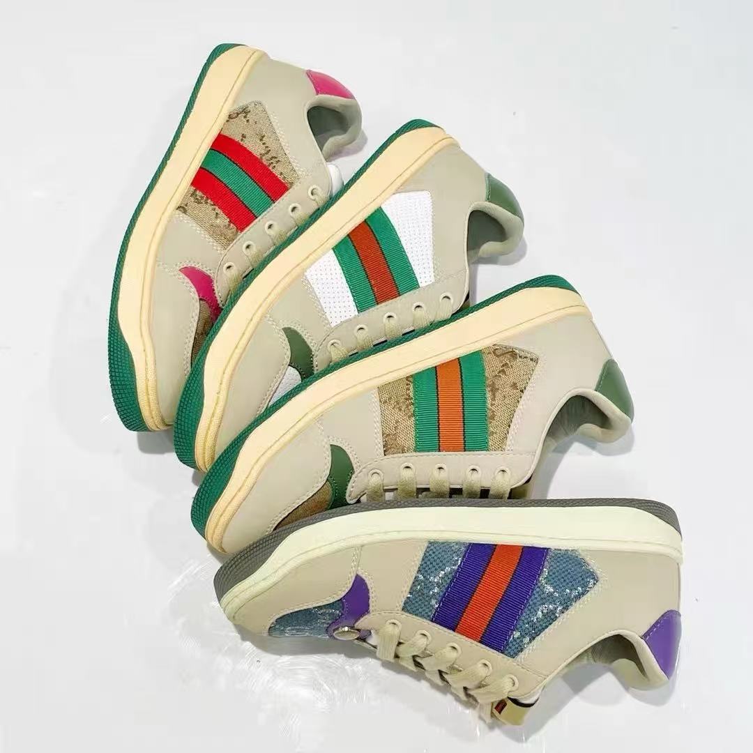 Putian shoes G-brand vintage distressed shoes for men and women, Gucci Scree genuine leather casual sneakers