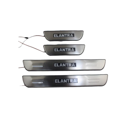 Suitable for 11-15 Hyundai Langdong Elantra Handle Mirror Cover Fuel Tank Cover Threshold Strip Body Modification Parts (Other Automotive Exterior Supplies) - lighted-threshold-strip-silver-stainless-steel