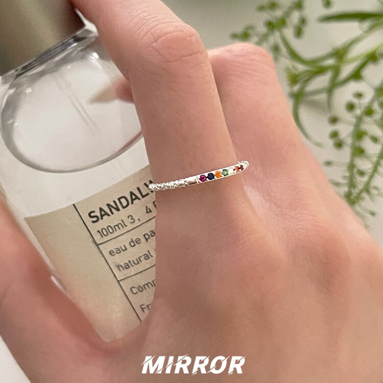 925 Rainbow Fine Flash Diamond Ring Women's Lava Irregular Ring Tail Ring Joint Ring Korean Wave 925 Rainbow Fine Flash Diamond Ring Women's Lava Irregular Ring Tail Ring Joint Ring Korean Wave