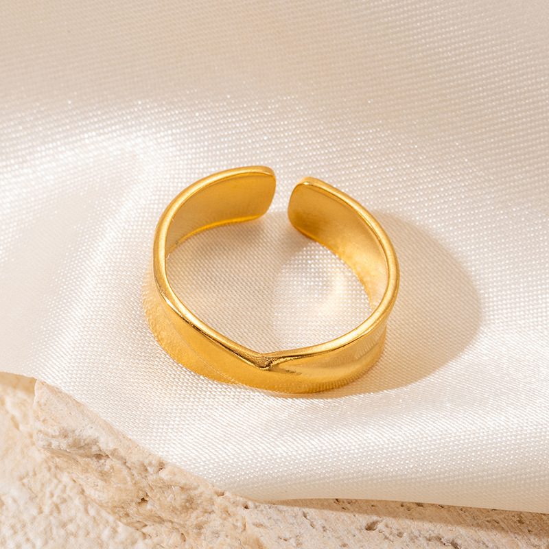 10g Weight Electroplated Gold Plating Process Golden Plated Plating Material Stone-Free Inlay Material Open Rings, Rings Classification 1 Piece Quantity Holiday, Daily Occasion 201 Stainless Steel Material Leaf, Heart Shape Pattern Women's Gender Lady Style Plating Craft Wholesale Jewelry Lady Leaf Heart Shape Floral Titanium Steel Plating Open Rings 20