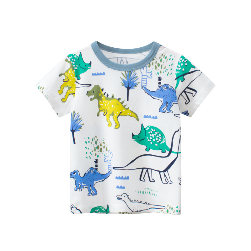 27 niños ropa infantil verano nuevo estilo coreano Camiseta de manga corta para niños dinosaurio dibujos animados ropa de bebé ropa para niños