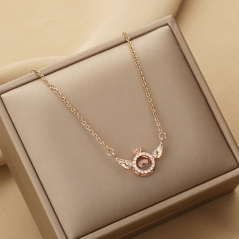 304 Stainless Steel Material 18K Gold Plated, Real Gold Plated Plating Real Gold Plated Star Wings 304 Stainless Steel Simple Style Waterproof Non Tarnish Pendant Necklace