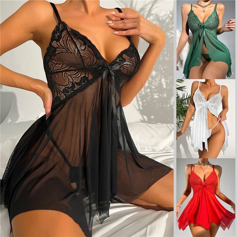 Foreign Trade Amazon Sexy Lace Lingerie Set, Thin Mesh See-Through Seductive Bedroom Sleepwear