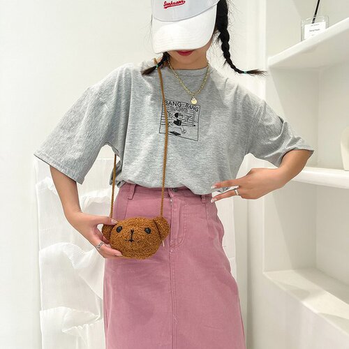 Mini sherpa bear bag 2024 new cartoon cute bear bag single shoulder doll crossbody bag trendy