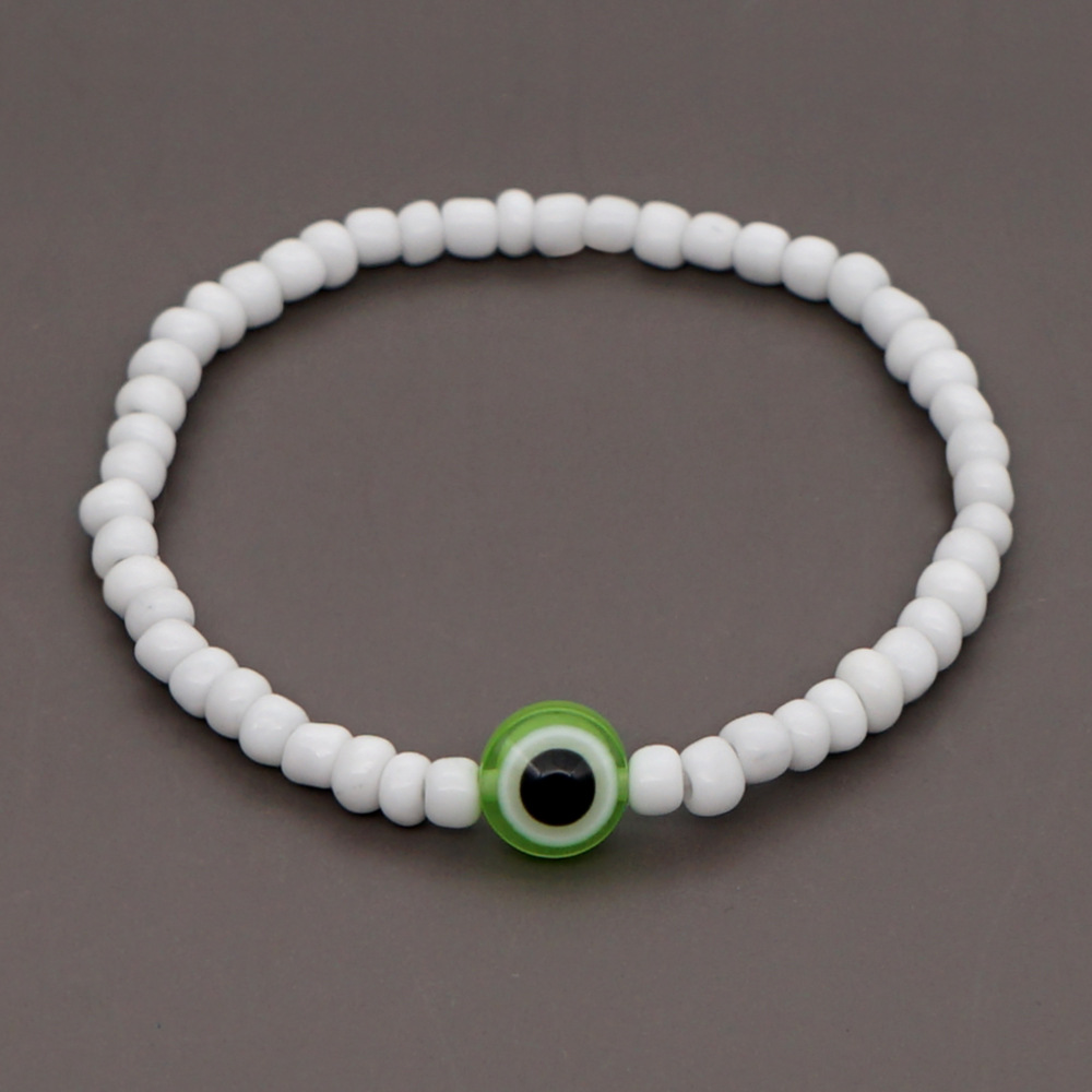 Korean Style White Glass Beads Glass Eye Bracelet Wholesale display picture 7