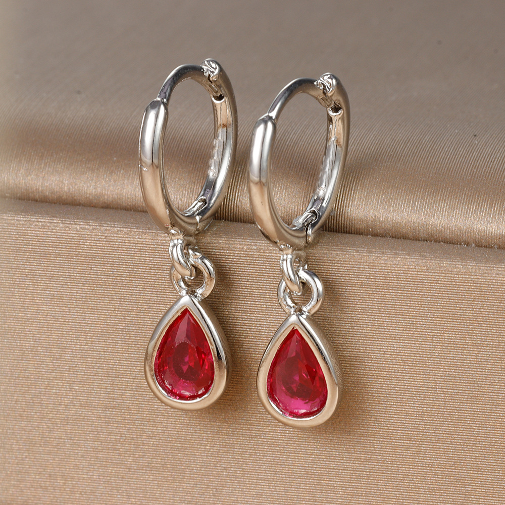 1 Pair Ig Style Simple Style Water Droplets Plating Inlay Copper Zircon Drop Earrings display picture 7