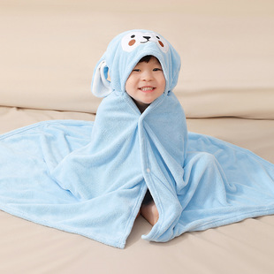 Hooded 68N Baby Bath Embroidered Thickened Bathrobe for Children Cloak Coral Fleece A Absorbent Baby Bath Towel