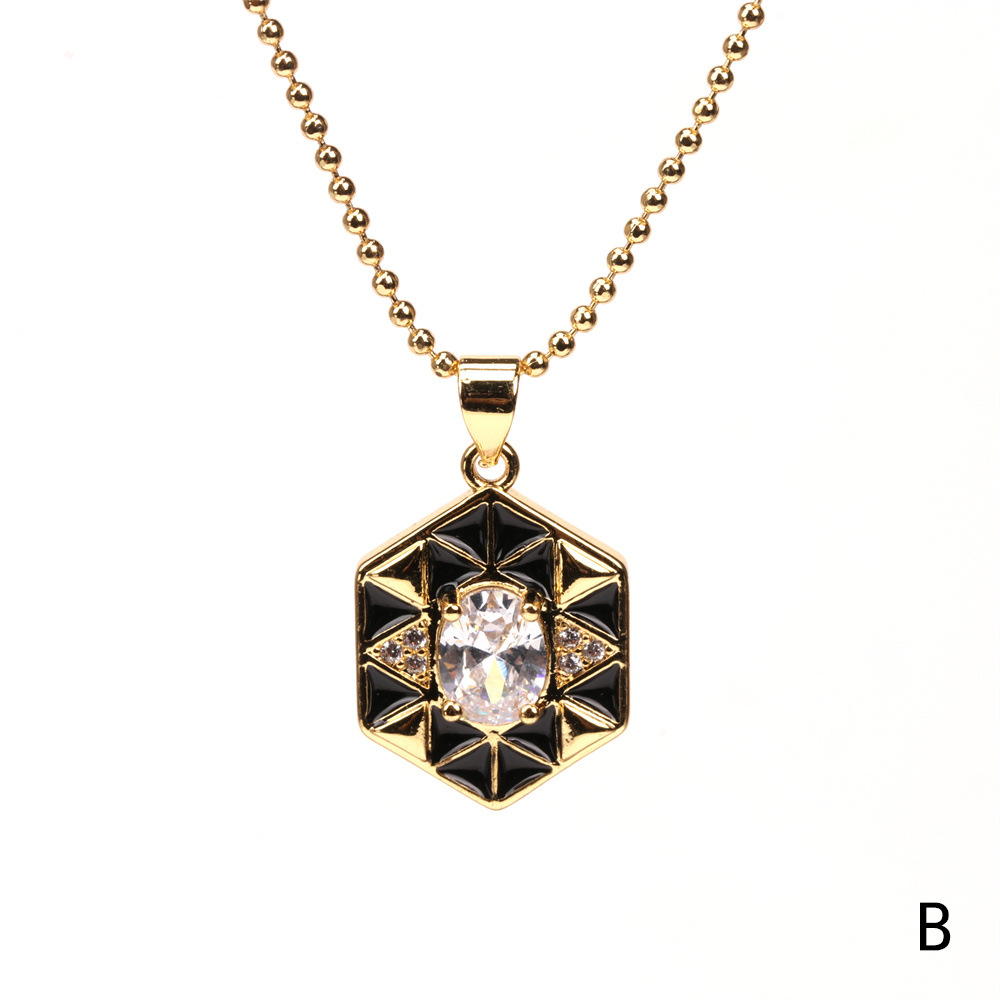 Schmuck Großhandel Einfache Geometrische Kupfer Tropfen Öl Halskette Weibliche Herbst Design Sinn Diamant Gold Perlen Kette Ins Kalte Wind Zubehör display picture 8