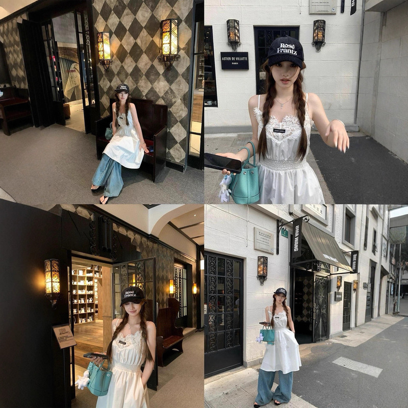High Version ~ Miu's 25 New Summer Style Fashionable and Simple Elegant Embroidered Lace Splicing Suspender Dress for Women