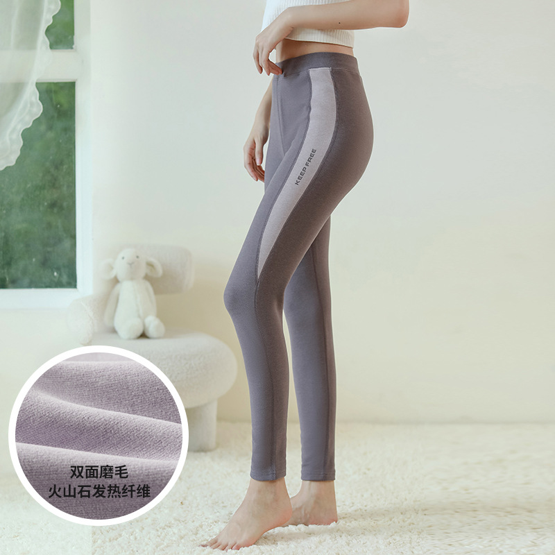 Pantalones largos de Mujer Pantalones cálidos Calefacción de piedra volcánica cintura alta ropa interior leggings engrosada vientre de las mujeres que contrae el otoño y el invierno Nuevo