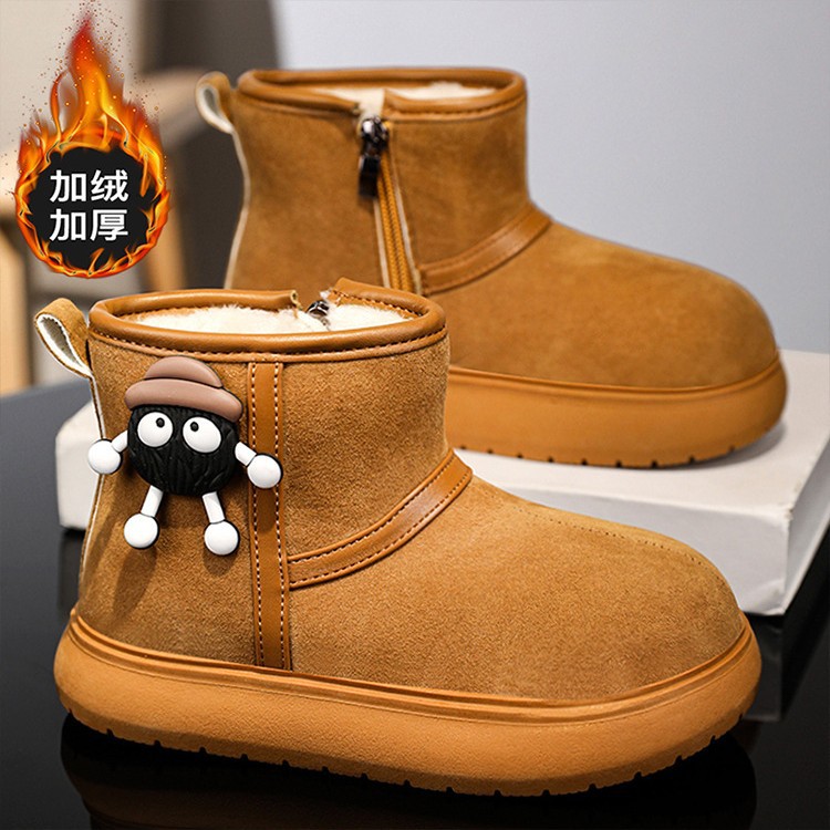 Botas de nieve para niñas en invierno más veludo y grueso 2024 nuevas botas de algodón para niñas calentadas y antideslizantes zapatos de algodón para niños