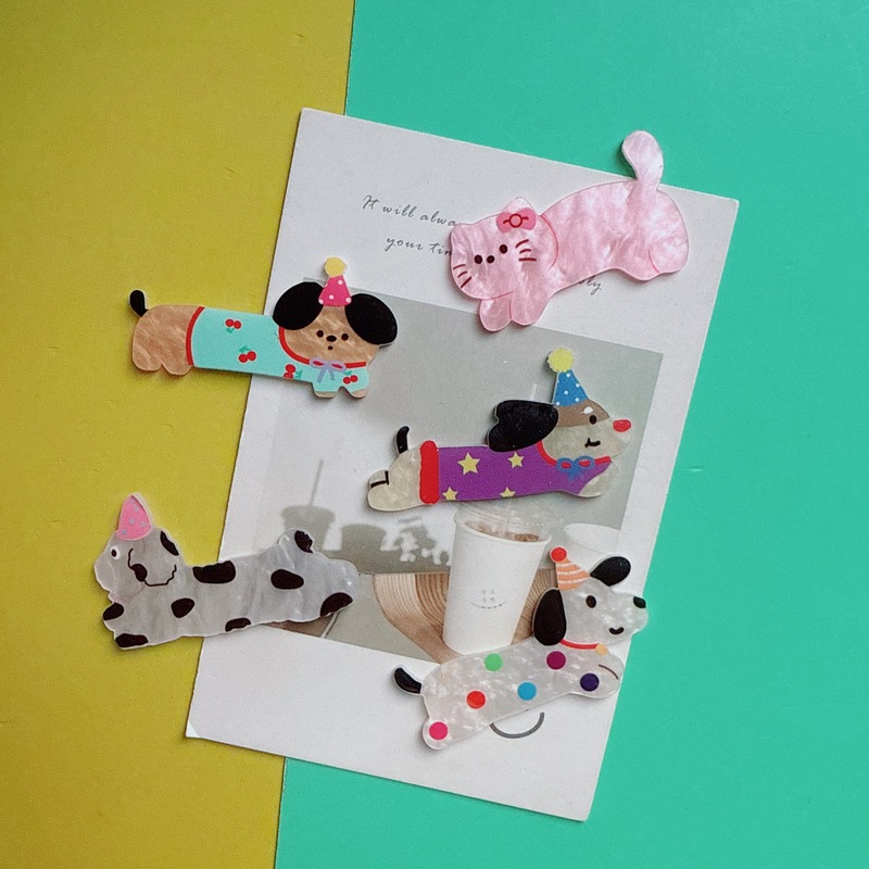 漫画の長い子犬と猫のアクリルアクセサリー弓ナイフとフォーク DIY 帽子手作り携帯電話ケースパッチ靴|undefined