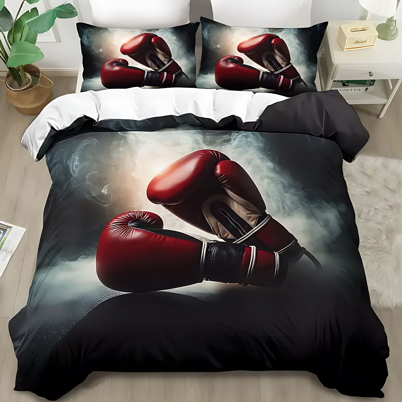 TEMU / JIT Boxeo temático impresión digital 3D colcha