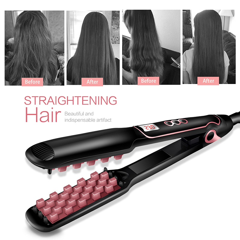 Grenzüberschreitender Bestseller: Karierter, flauschiger elektrischer Keramik-Haarglätter für Dauerwellen, Haarstyling-Tool für Zuhause, Lockenstab_voghion.com