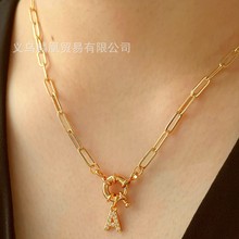 时尚简约设计锆石26英文字母吊坠女士项链嘻哈冷淡风字母女士项链