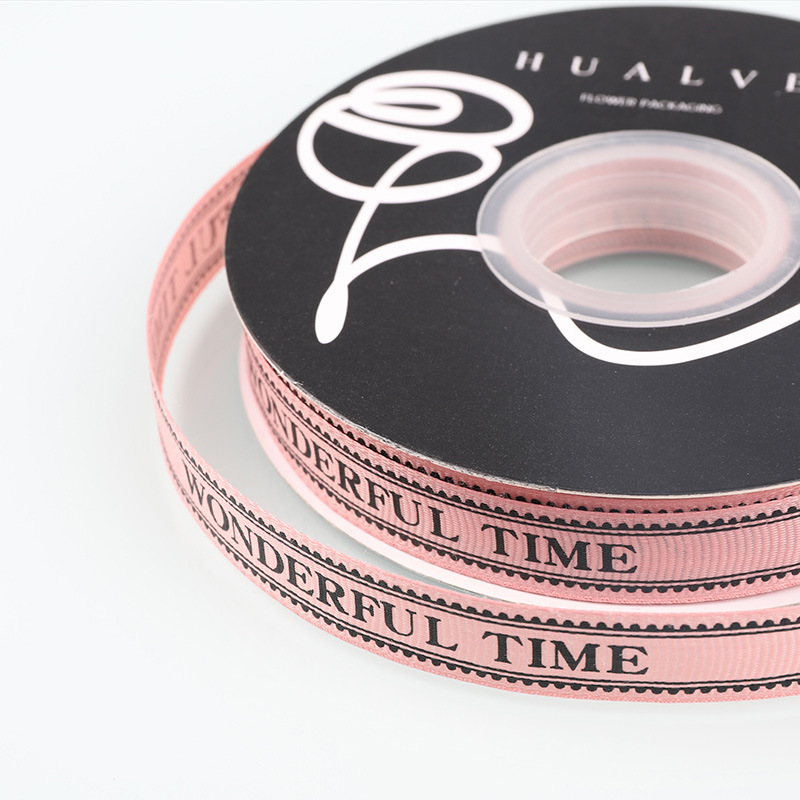 Cintas personalizadas logotipo impreso exclusivo floral poliéster cinta de algodón envasado floral arco cinta personalizada