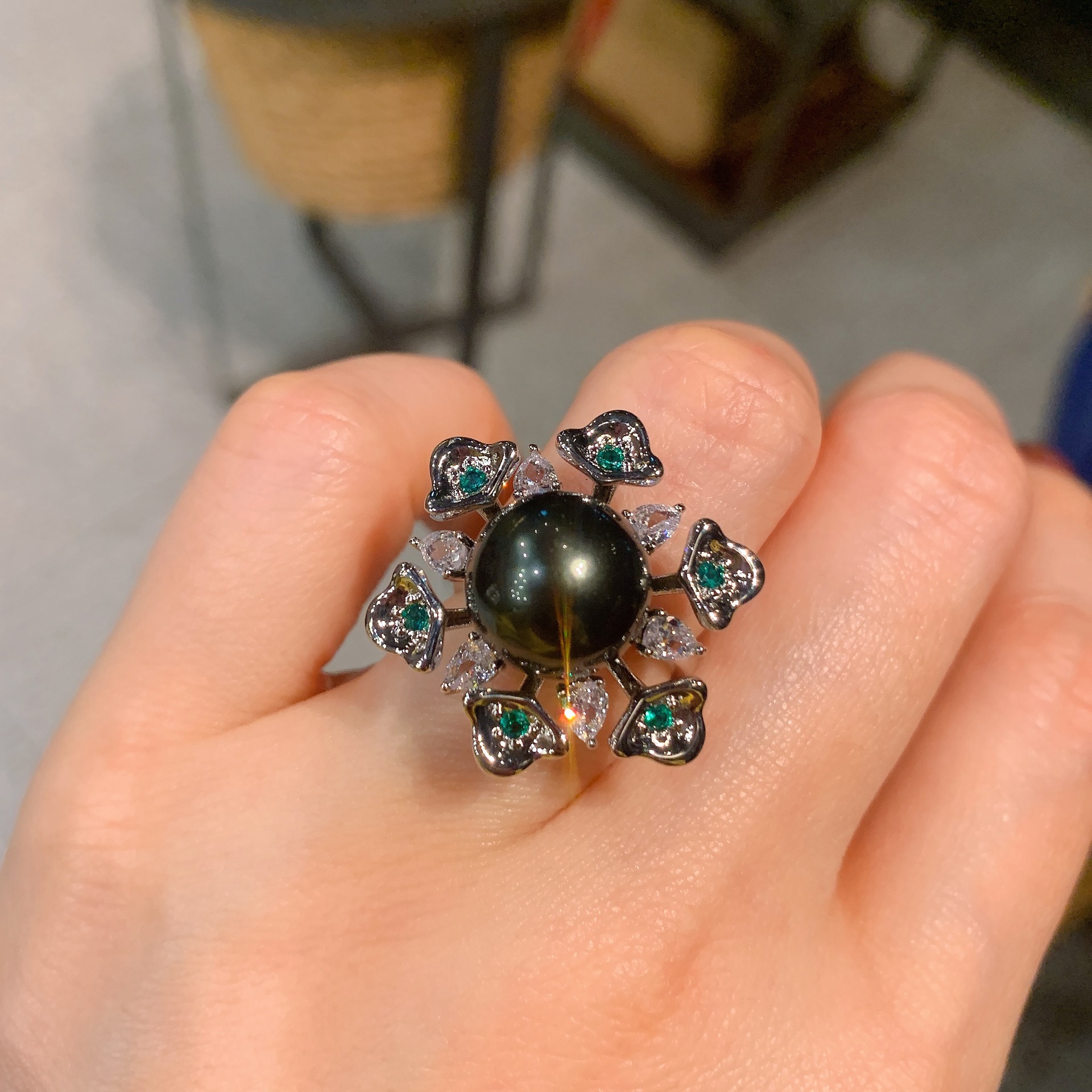 Retro Geometric Copper Pearl Rings 1 Piece