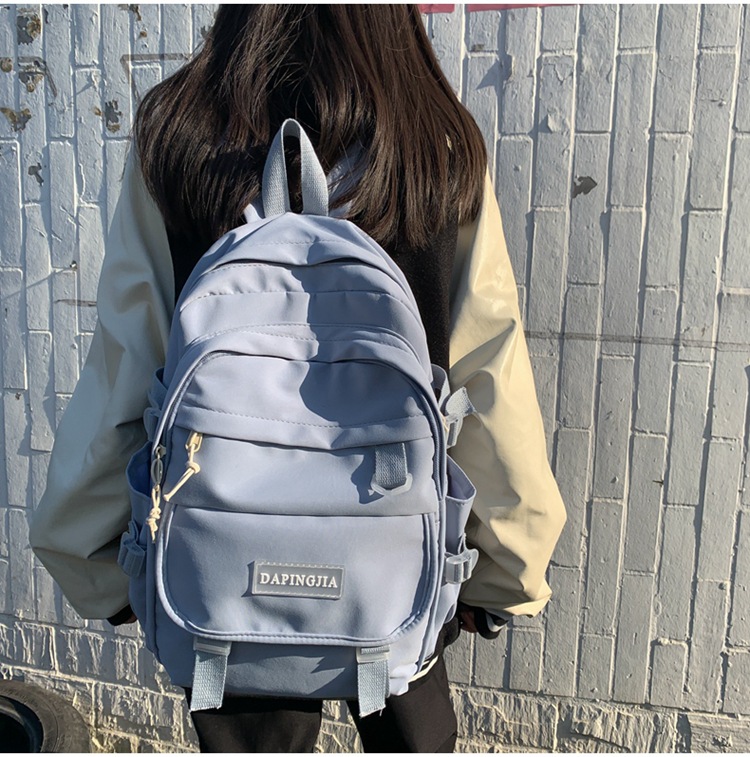 2021 Winter New Simple Solid Color Large Capacity Campus Backpack display picture 3