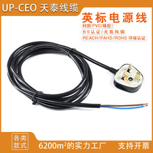 英國電源線二芯組裝插頭連接線大英標二插1米裸尾延長線上錫焊線