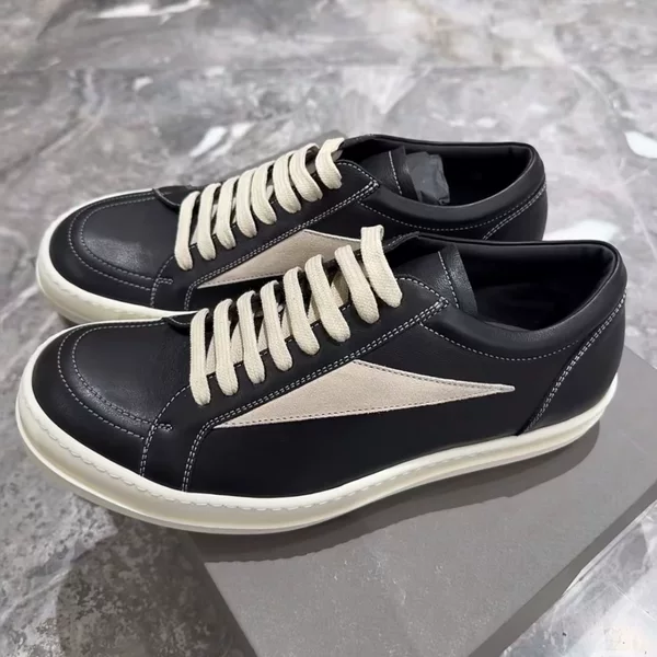 RO shoes, low-top, small triangular design, genuine leather, thick sole, Dunk-style, original black and white, retro, dark aesthetic, high-street casual sneakers, trendy shoes