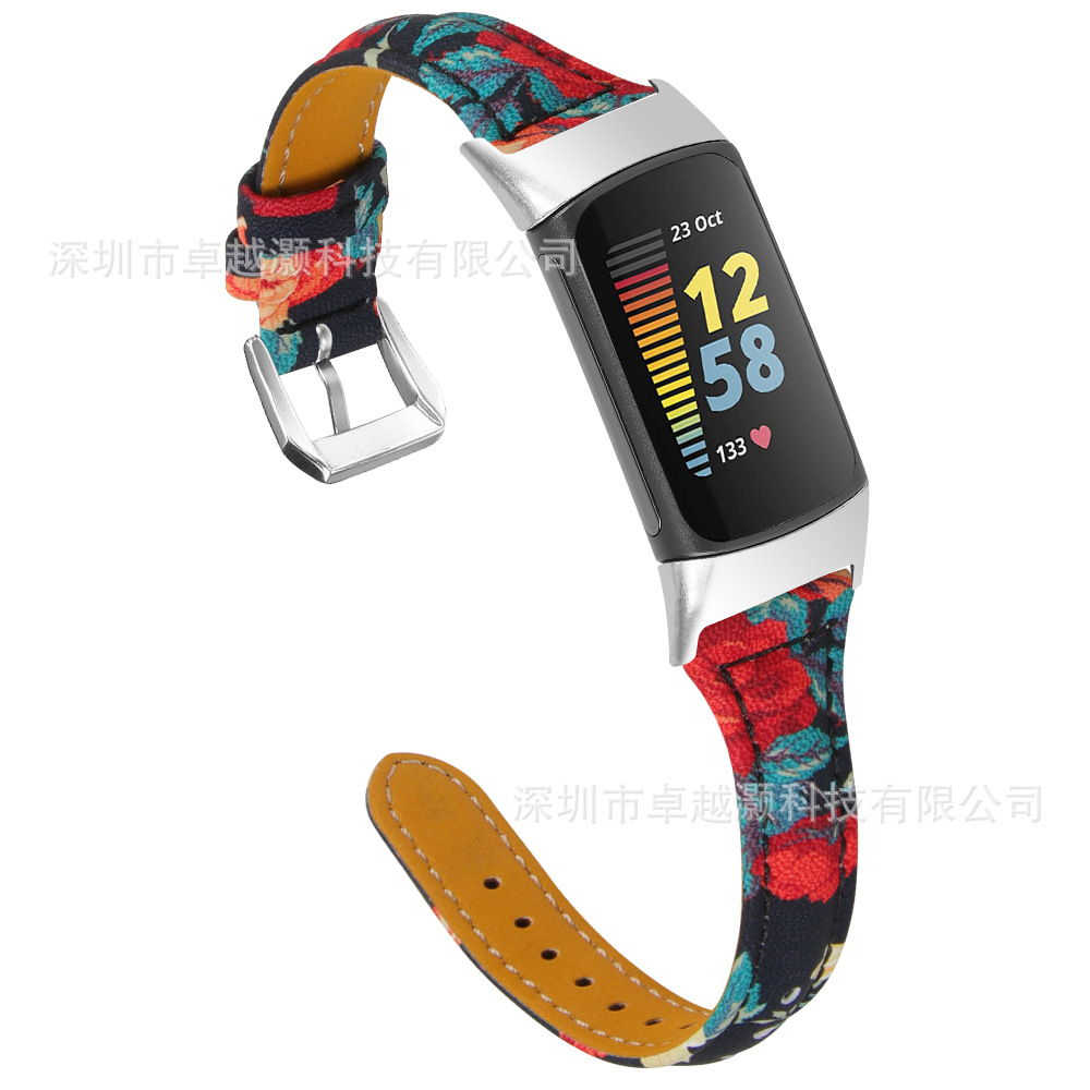 Adecuado para charge6 reloj nueva pequeña cintura en forma de T primera capa de piel de vaca charge5 correa de reloj de cuero genuino en stock