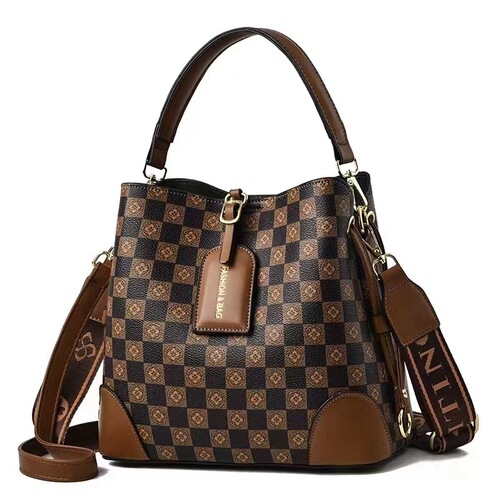 Hot selling new exquisite women's bag bagpu plaid bucket bag large capacity shoulder bag crossbody bag ladiesbags