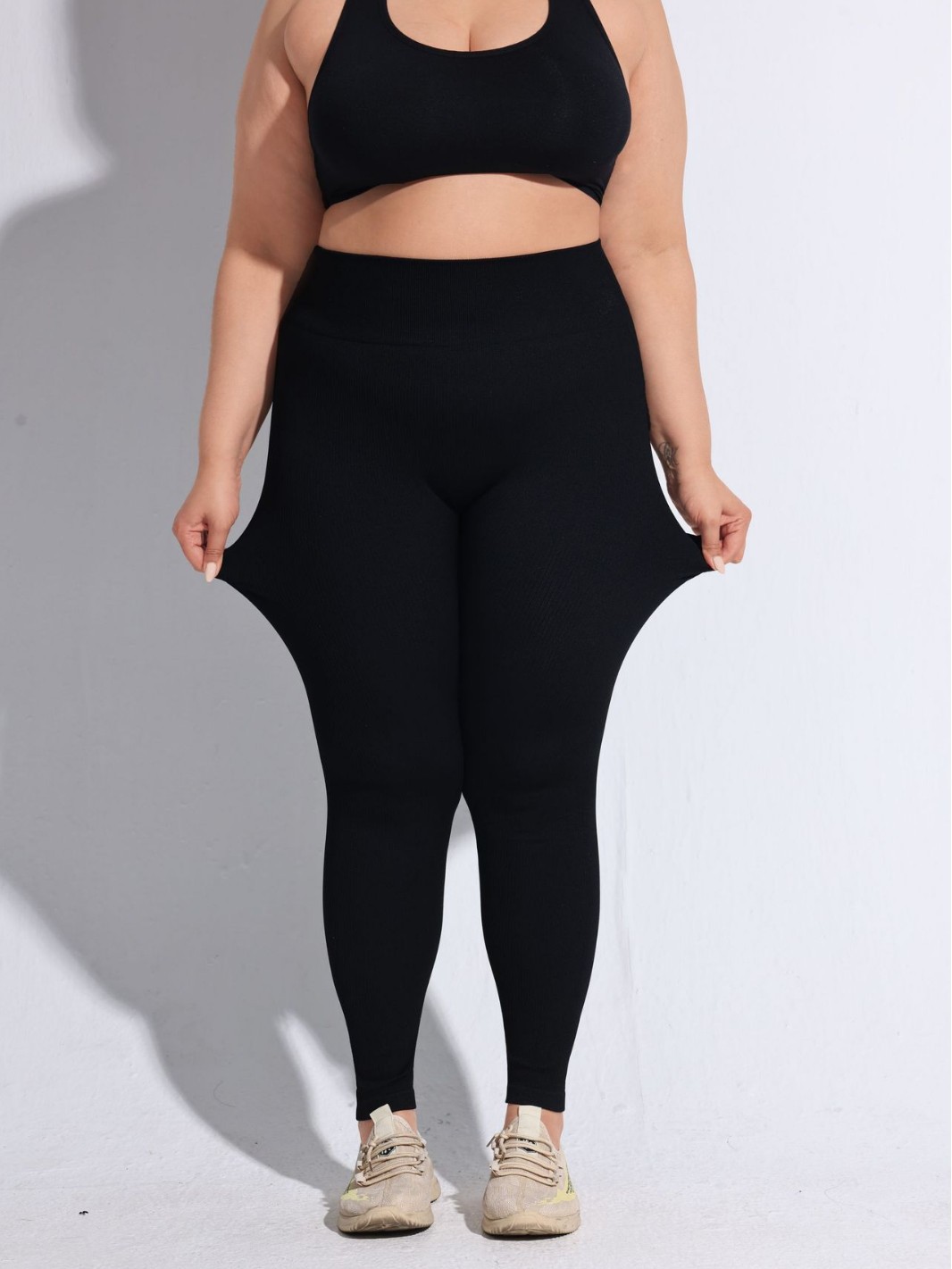 Pantalones de yoga de talla grande para mujer más grasa y polainas deportivas para correr, ejercicios de obesidad, pantalones sin costuras de cintura alta