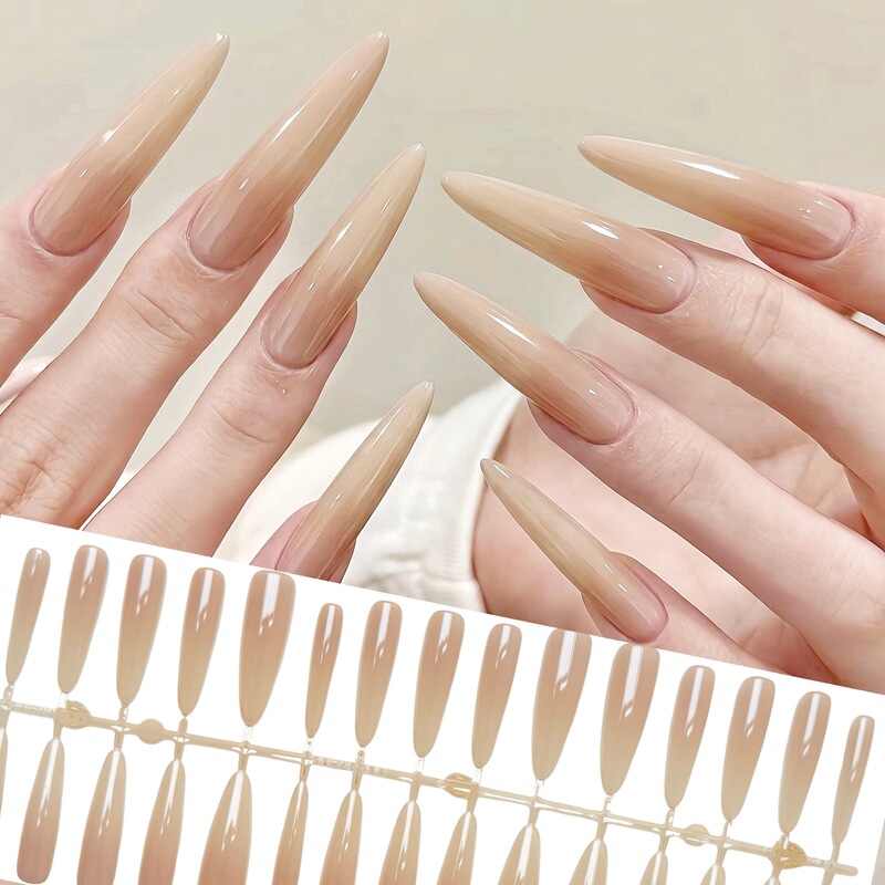 Nude Color Thin Dog-Shaped Press-On Nails, Pre-Made Nails with Different Sizes, High-End Nail Art Stickers, Wholesale Nail Pieces Nude Color Thin Dog-Shaped Press-On Nails, Pre-Made Nails with Different Sizes, High-End Nail Art Stickers, Wholesale Nail Pieces