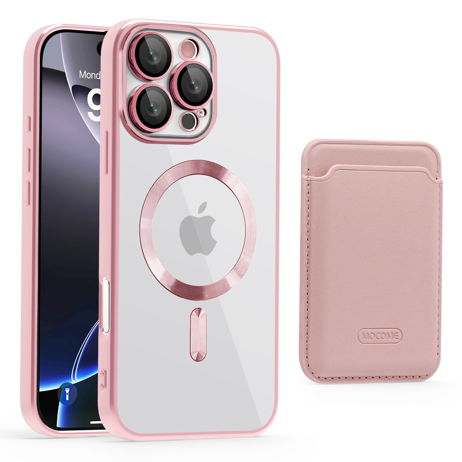 Gold Shield CD Magnetic Case + Card Bag para iPhone16 Apple 15PM Case a prueba de caídas transfronterizas