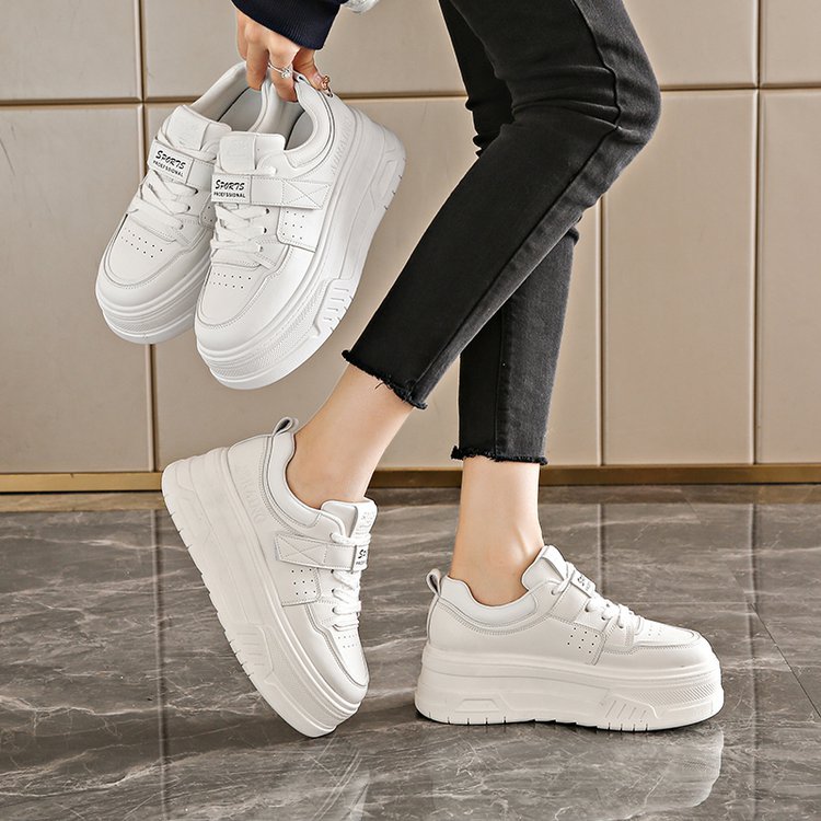 2024 otoño nuevos zapatos blancos en zapatos deportivos casuales zapatos muffin de suela gruesa