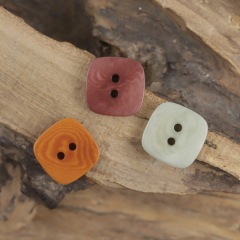 Magenta square flat casual suit shirt with real fruit buttons, grey blue irregular shaped sweater buttons